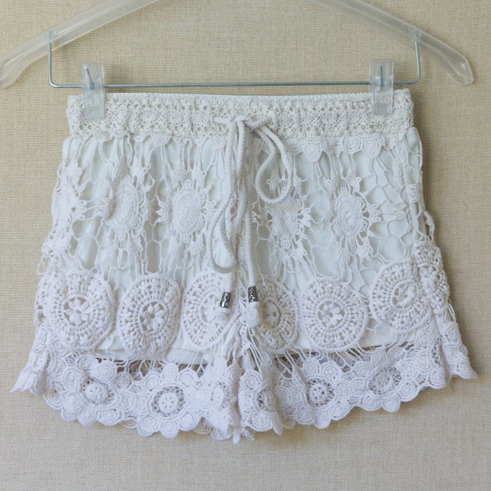 Rebellion White Lace Mini Shorts